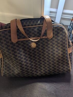 Rioni Signature Brown Monogram Luggage Tote Briefcase Satchel Bag